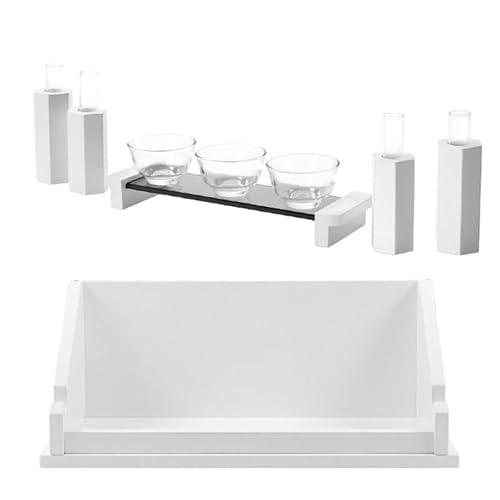 仏縁堂ブランド:神棚【シンプルモダン神棚:日向(ひなた)桐材・天然木桧 破魔矢掛け付き 壁掛・置き型兼用】 お札立 御札 神棚 紙札 木札 一社 三社 壁掛け 置き型 札立て (桐材ホワイト, ガラス神具蒼(あおい)セット)