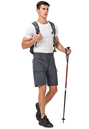 Hiauspor Men's Hiking Cargo Shorts 9"/10" Quick Dry Lightweight Waterproof for Golf Tactical Fishing Casual with 6 Pockets (Dark Grey, 36) - Image 7