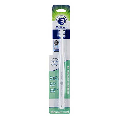 Brilliant Sensitive Toothbrush for Expectant Mom - With Soft 360 degree bristles for Sensitive Teeth and Bleeding Gums  Innovative Quality by Baby Buddy, White, 1 Count