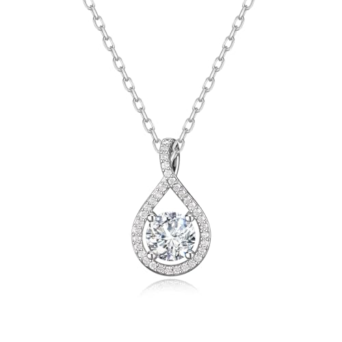 Agvana Eternal Radiance 0.43-1.25 Ct. Tw. Lab-Grown Diamond Infinity Pendant Necklace in Sterling Silver (D-E Color, VS Clarity) Fine Jewelry for Women Anniversary Birthday Gifts for Her, 16-18