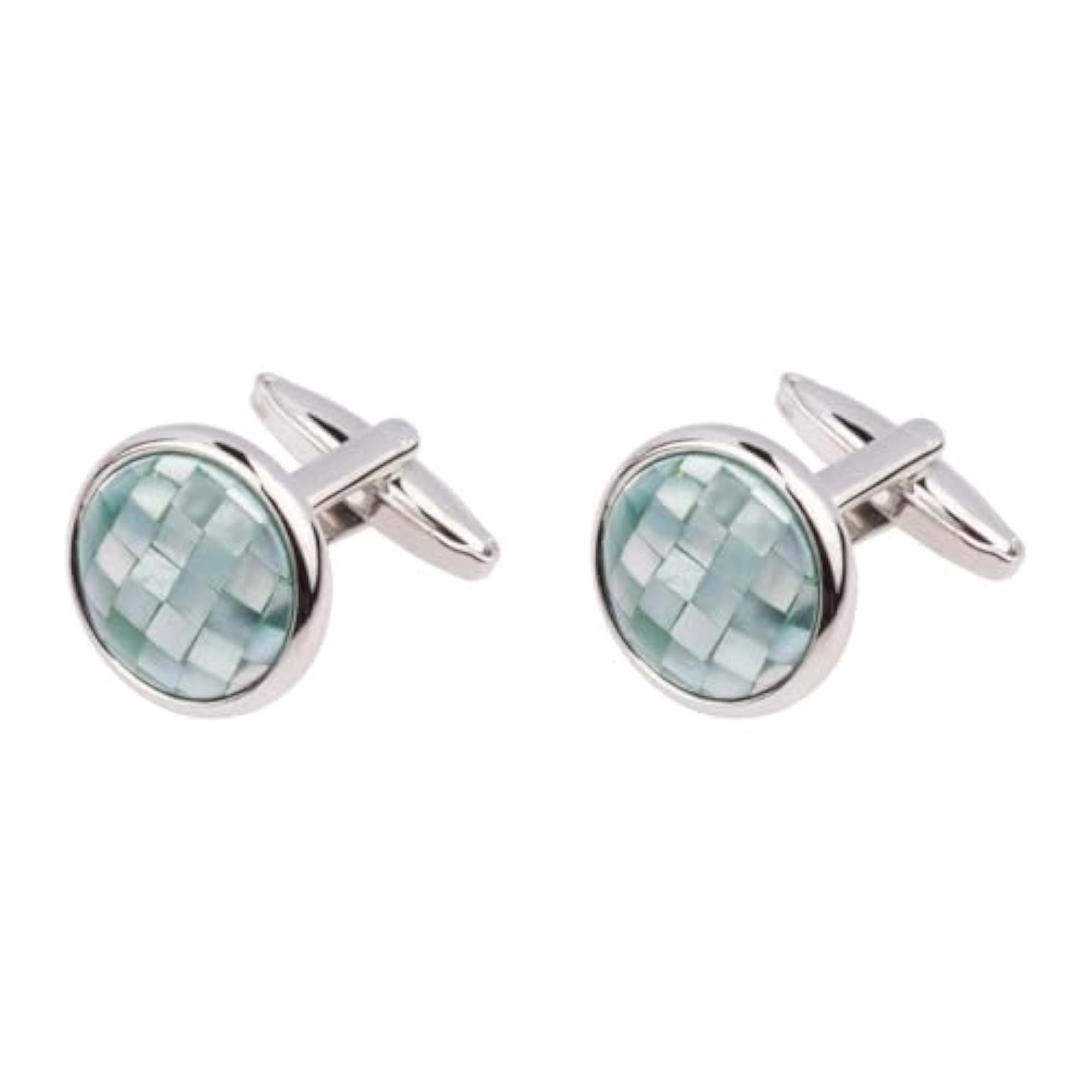 Men's Green Mother of Pearl Cufflinks with Round Design
