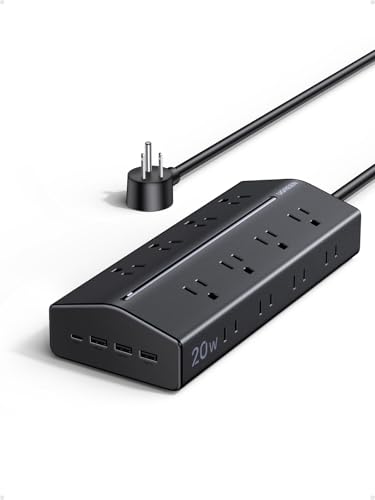 UGREEN Power Strip, 20 in 1 with 20W USB C Fast Charging[16AC + 1USB C + 3USB A][Wider Outlet Spacing] 1.5M Durable Extension Cord for Home/Office/Dorm/Travel, TUV Listed
