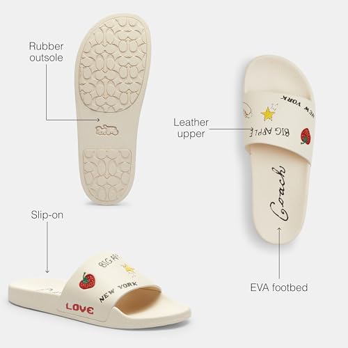 Coach Women's Udele Sport Slide with Sketch Print Platform, Charcoal/Black, 73