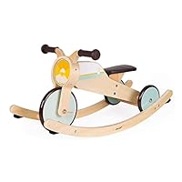 Janod - 2-in-1 Schaukel Dreirad aus Holz - Anpassbare Baby Wippe - Motorik und Gleichgewichtssinn Entwickeln - Baby Holzspielzeug - FSC-Zertifiziert - Ab 12 Monaten, J03284