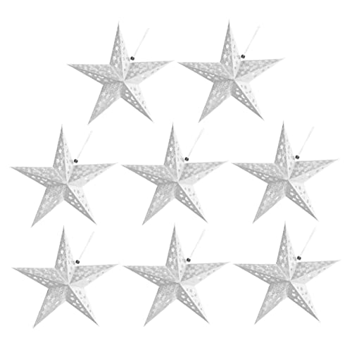 DOITOOL 8pezzi Lampade Sospensione Forma Di Stella Carta Decorazioni Per Feste e Celebrazioni Per Natale e Matrimoni