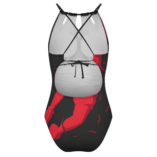 Monokini rouge imprimé ballon de basket idéal pour le beachwear