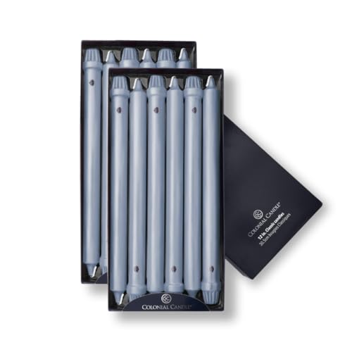 Image of Colonial Candle Unscented Taper Candle, Classic Collection, Wedgewood, 12 in, Pack of 12 - Up to 10 Hours Burn