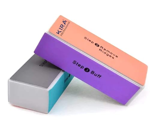 Image of Nail Buffer Block, 4 Way Nail Art Shiner 4 Step Buffing - File, Remove,Smooth,Shine - Mini Natural Nail Polisher Sanding File Block for Professional Manicure Nail Care DIY or Nail Salon Pack of 5pcs