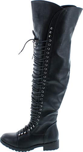 SHOEDEZIGNS Shoe Dezigns Travis 05 Women Military Lace Up Thigh High Combat Boot2