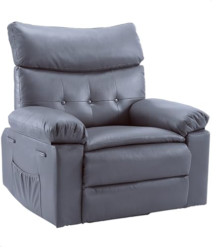 Image of GarveeHome Oversized Recliner Chair - PU Leather Manual Recliner for Adults, Lazy Chair with 1.5X Sponge Comfort Arm and Back for Living Room, Bedroom