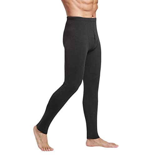 inhzoy Herren Ski- und Thermounterhose Lang mit Eingriff Thermo Unterwäsche Hose Kälteschutz Wärmende Leggings für Wintersport Skifahren Wandern Lauf Fußball Schwarz XXL