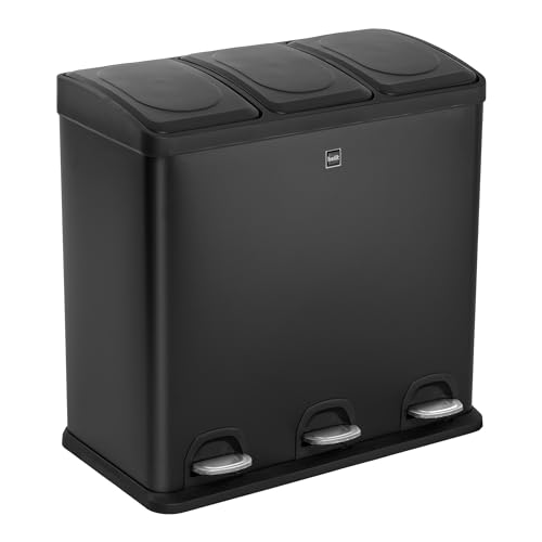 Conteneur à déchets 3 x 20L en inox avec séparateur amovible helit