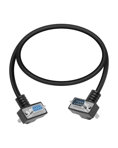 YANBORONSN 9-pinowy przedłużacz męski do żeńskiego DB9 90 stopni, kabel szeregowy RS232 do dostępu do danych (0,5 M)