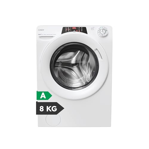 Candy RapidO RO 1284DWMT/1-S Lavadora 8 KG, 1200 RPM, Pantalla Smart Text, Panel Smart Touch, Wi-Fi, Snap & Wash, 16 Ciclos, 9 Rápidos, Motor Inverter,Función Vapor, Inicio Diferido 24H, 74 DB, Blanco