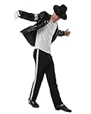 Koongso Disfraz de Michael de la estrella de baile para niños y niñas, disfraz de Pop King MJ, chaqueta de lentejuelas negras, pantalones, sombrero, guantes con purpurina, trajes de Halloween para