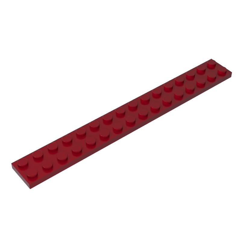 4282 Foundation Plate Plate 2x16 10 Pieces GDS-517 Compatible with Lego Building Blocks Color:Dark Red โ image 1