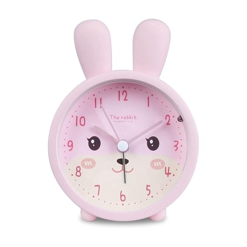 LITQIONG-349 Despertador Despertador sin tictac Despertador de Conejo Despertador silencioso con luz for Estudiantes Relojes para dormitorios