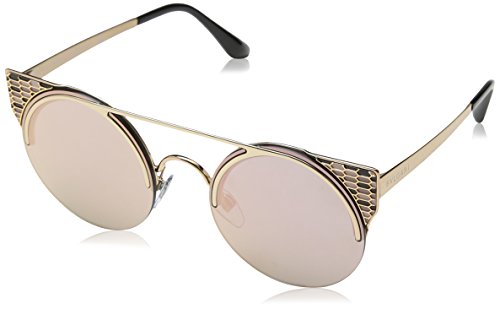 Bvlgari Women's BV6088 Sunglasses Pink Gold/Grey Mirror Rose Gold 54mm
