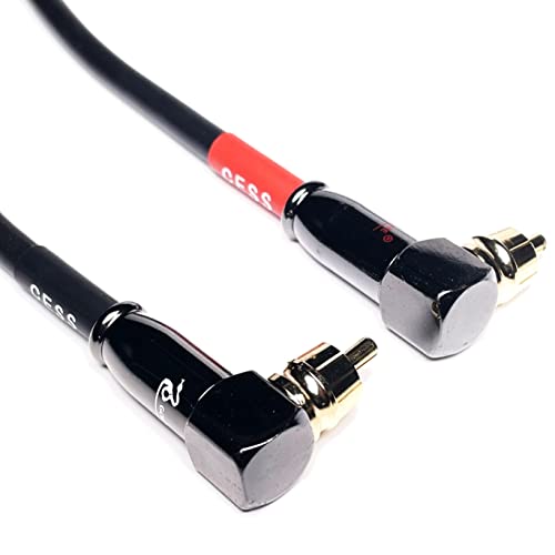 Image of CESS-167-1f RCA Right Angle to Straight Type Male to Male Preamp Jumpers Patch Cable, 2 Pack (1 Foot)