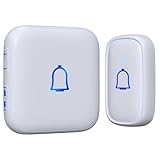 【IP66防水防塵】SleeZOO ワイヤレスチャイム 玄関チャイム 送信機電池式 呼び鈴セット 60種以上チャイム音 介護 工事不要 LED提示 受信機コンセント 300M無線範囲 メモリ機能 7段階音量調節 組み合わせ自由 (ホワイト, 1送信機1受信機)