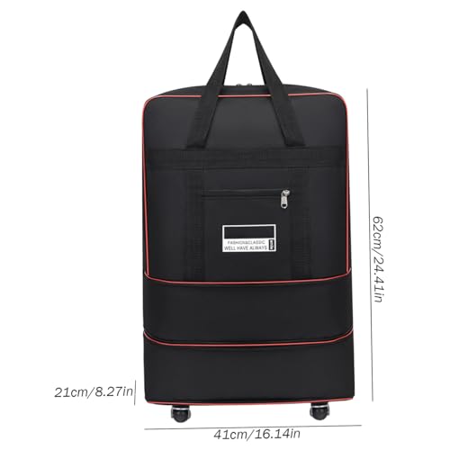 Wheeled Duffle Bag 24x16x8 in Expandable Foldable 360° Rotating Rolling Duffle Bag Carry on Duffle Bag with Wheels and Handle for Camping, Business Trip, Foldable Luggage Bag, Small/32362
