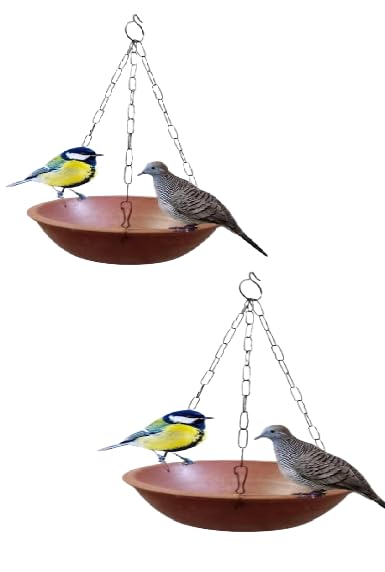 Potterywalaz Terracotta Bird Feeder/Handcrafted Natural Clay Bird Feeding/Bird Feeder Hanging for Balcony Décor, Indoor & Outdoor, Garden Decoration(Round Shape)(Pack of 2) (B0CSXFVL8Y) Amazon Price History, Amazon Price Tracker