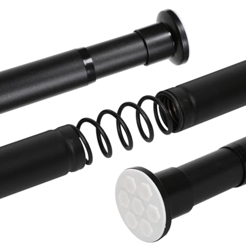 Hershii Black Expandable Shower Curtain Tension Rod Wardrobe Rail Extendable Clothes Hanging Pole Window Blackout Curtain Holder No Drilling for Bathroom Closet RV Doorway 110-410cm