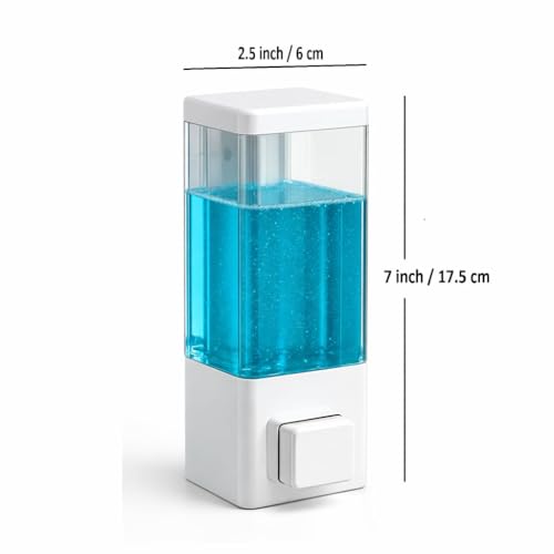 Image of Wall Mounted Liquid Soap Dispenser | Manual Handwash & Sanitizer Dispenser | Refillable Bathroom & Kitchen Soap Dispenser | Leak-Proof Push Button Design | White | Pack of 2