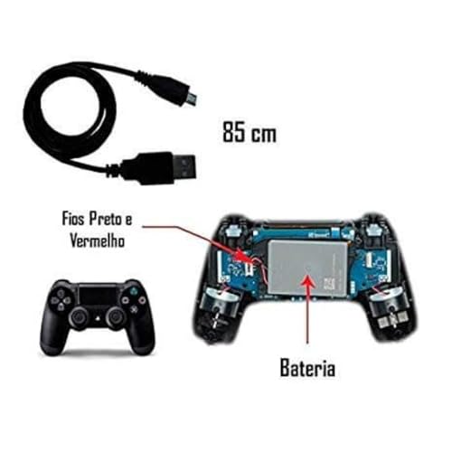 Bateria Recarregavel Para Controle Manete Playstation 4 Play Ps4 Dualshock 2000mah + Cabo Carregador