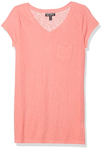 Allison Brittney Women's Soft Knit Basic Short Sleeve V-Neck Tee with Pocket