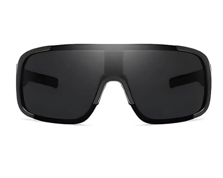 Image of Windproof Wraparound Shield Sports Sunglasses for Men Women Stylish | UV Protected Durable Mirrored Cricket Driving Cycling Riding Goggles | Anti Glare Cooling Shades