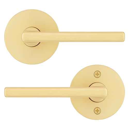 Kwikset Halifax Interior Passage Door Handle, Lever for Closet and Hallway Doors, Reversible Non-Locking Handle Lever, Satin Brass - image 2