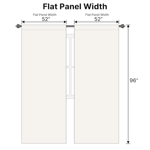 Image of H.VERSAILTEX Light Reducing Curtains Thermal Insulated Window Treatment Panels Room Darkening Privacy Assured Drapes for Living Room Back Tab /Rod Pocket Bedroom Drapes 2 Panels, Ivory - 52 x 96 Inch