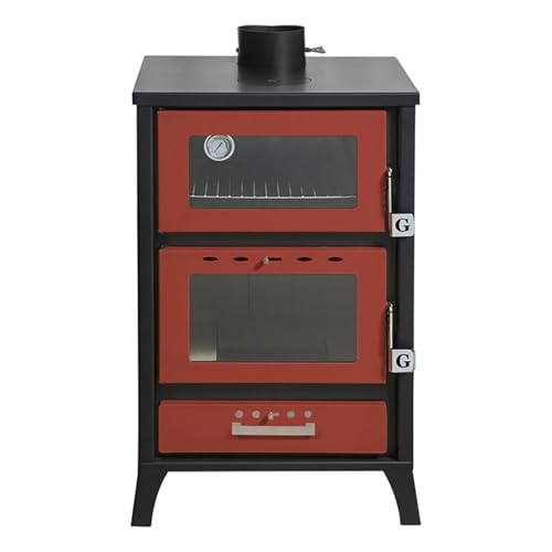 Decor Space Holzofen „Marika“ 22 kW mit Ofen aus lackiertem Stahl, Höhe 91, 5 cm (rot)