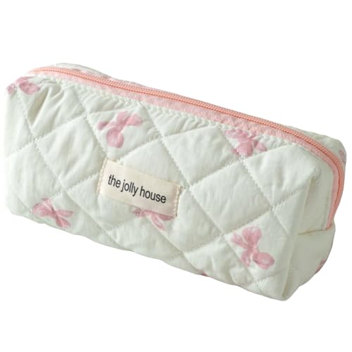 Image of Carry bloom Pencil Pouch Cute Pencil Case for Girls Aesthetic Pencil Bag with Zipper Pen Cases School Supplies Makeup Bag (butterfly pink)