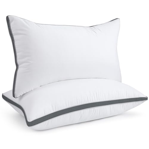 Image of viewstar King Size Pillows Set of 2, Firm Support Bedding, Dark Grey | Down Alternative, Gusseted, Hotel Quality, Fluffy Plump Filling, Oeko-Tex Certified, Machine Washable, for Side Sleepers