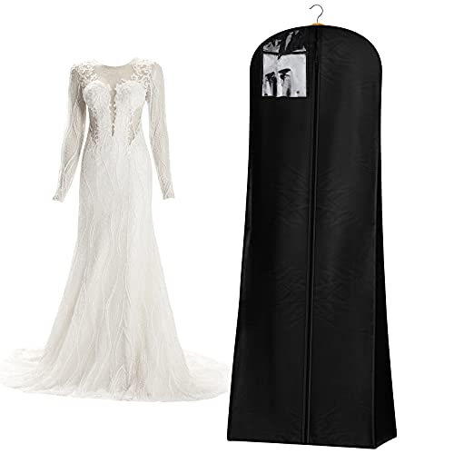 Housse de Robe de Mariée 72' Respirantes Housses de Vêtements Anti Poussière Sac de Vêtement pour Costumes de Danse Manteaux Robe de Soirée 180 x 80 x22cm (Noir)