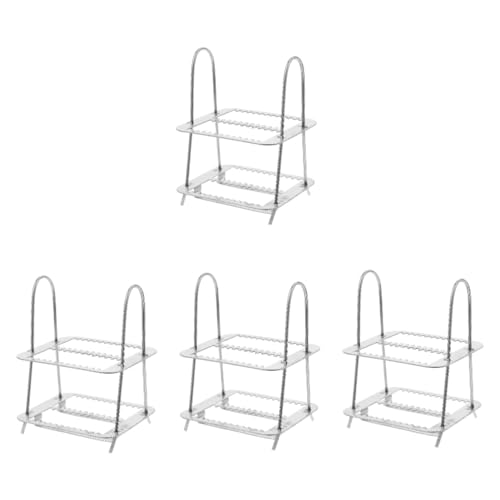 KICHOUSE 4pcs 26 Microscope Slides Rack Stainless Steel Glass Slides Holder Holder Stainless Specimen Rack