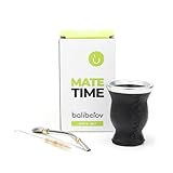 BALIBETOV Yerba Mate Set – Premium Glass Gourd with Leather Wrap & Bombilla