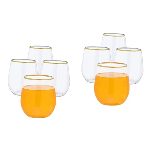 VALICLUD 2sets 4pcs Clear Disposable Wine Glasses Elegant Rim Whiskey Cups for Parties Festivals Home and Office Use and Pet Material for Juice and Drinks 4pcs*2