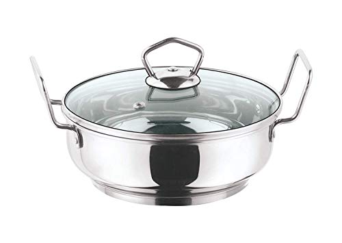 Vinod Stainless Steel Kadai with Glass Lid- 26 cm, 3.7 Ltr (Induction Friendly)