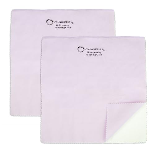 CONNOISSEURS Premium Edition Extra Large Polishing Cloth Bundle for Silver & Gold Jewelry - Ultrasoft Fabric with Anti-Tarnish Formula - (2 Pack) 14x14 Inches