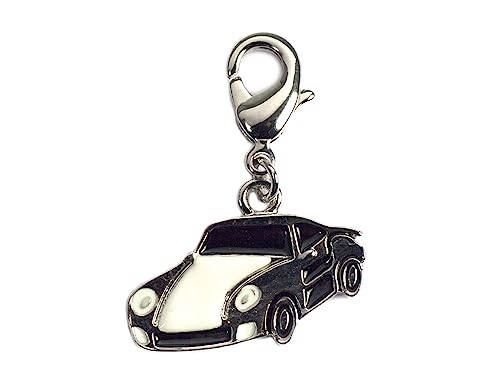 Colgante Porsche INNSPIRO de metal blanco y negro con mosquetón 20x14mm