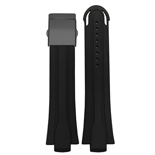 Bracelet montre caoutchouc 24mm noir boucle déployante acier compatible Oris