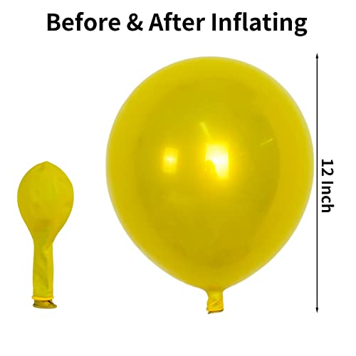 Chrome Yellow Balloons 12 Inch, Double-Layered Metallic Yellow Balloons, Shiny Thick Chrome Metallic Latex Helium Balloon for Birthday Wedding Graduation Party Decoration Supplies by KEPMOV - Used condition - Image 2