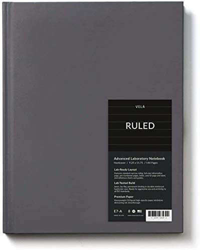 Amazing 🔥 Vela Sciences E7-A Expanded Hardcover Lab Notebook, 9.25 x 11.75 in, 144 Pages, Gray Cover(Ruled, 3-Pack)
