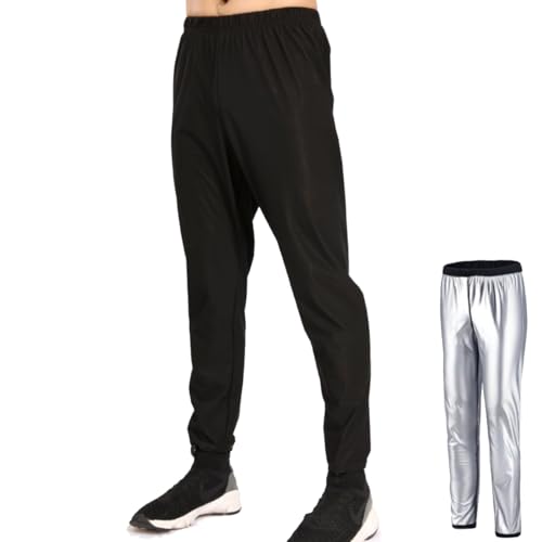 L&L メンズ サウナスーツ パンツ 10分丈 発汗 ダイエットウェア 脂肪燃焼 フィットネス 筋トレ スポーツウェア ウォーキング トレーニング 大きいサイズ 5XLまで (XL)
