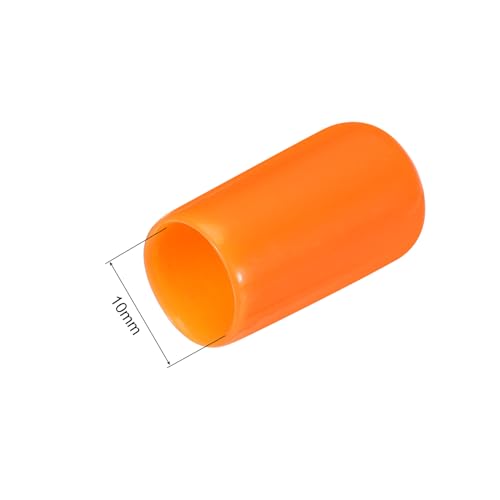 Image of MECCANIXITY 100pcs 10mm(3 /8 inch) Rubber End Caps Cover PVC Vinyl Screw Thread Protector Round Wire Shelf Caps for Screw Bolt Pipe Fence Post, Orange