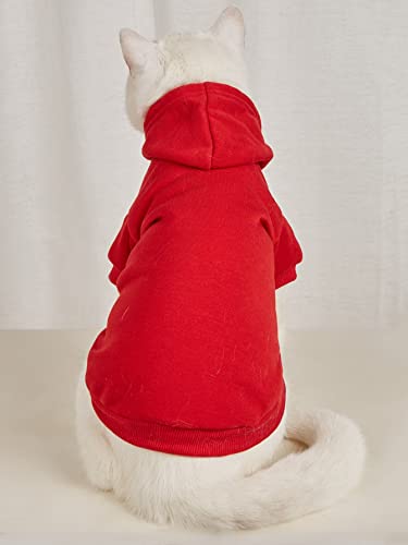 Qwinee Basic Dog Hoodie, Dog Warm Jacket, Cat Apparel, Dog Shirt, Dog Clothes For Puppy Kitten Small Medium Dogs Cats Red Xs #TOP1
