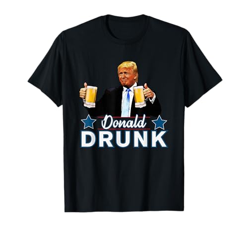 Image of Drinking Presidents Trump 4th of July Funny Donald Drunk T-Shirt